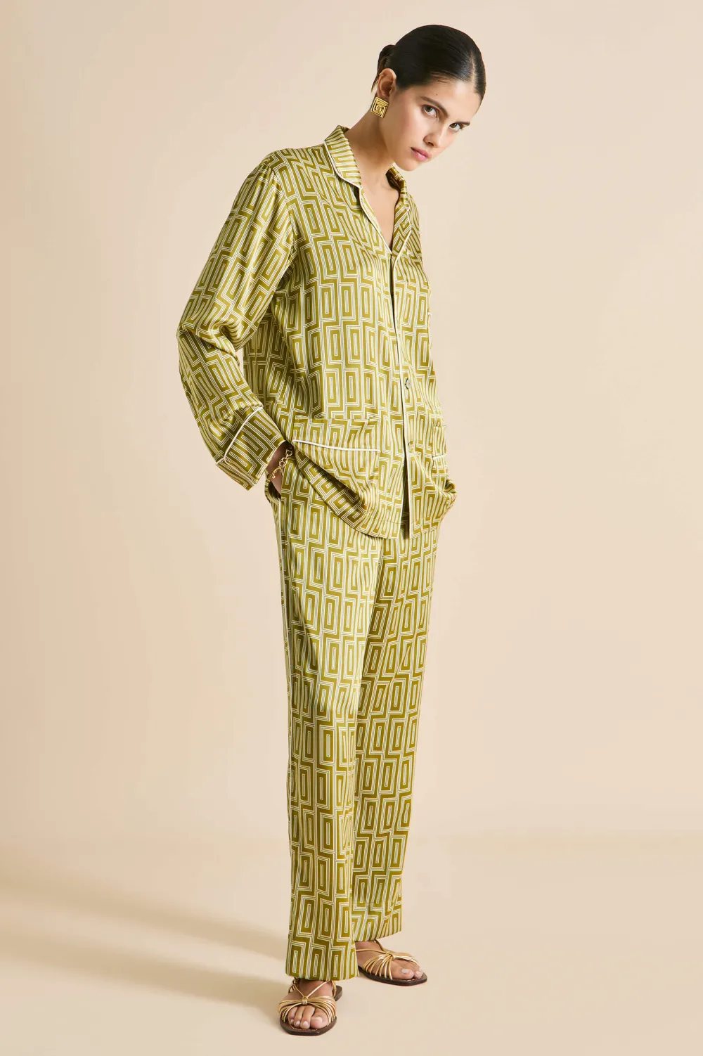 Best Laurent Ruhlmann Geometric Pajamasin Silk Satin Pajamas