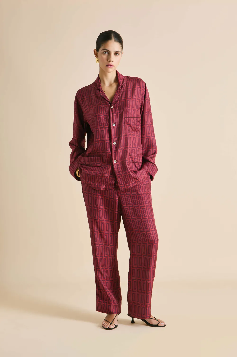 Flash Sale Laurent Ruspoli Geometric Pajamasin Silk Twill Pajamas