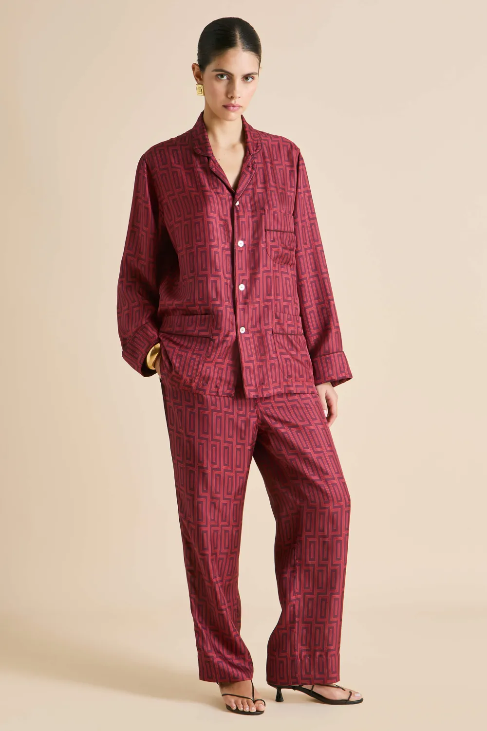 Flash Sale Laurent Ruspoli Geometric Pajamasin Silk Twill Pajamas