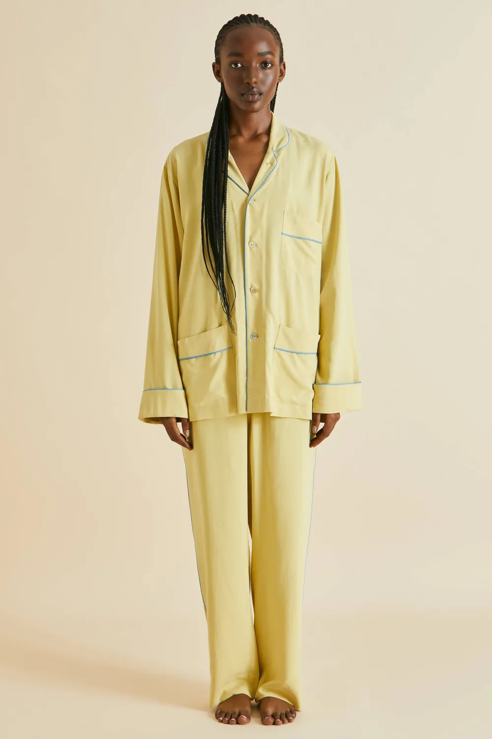 Best Sale Laurent Yellow Pajamasin Sandwashed Silk Pajamas