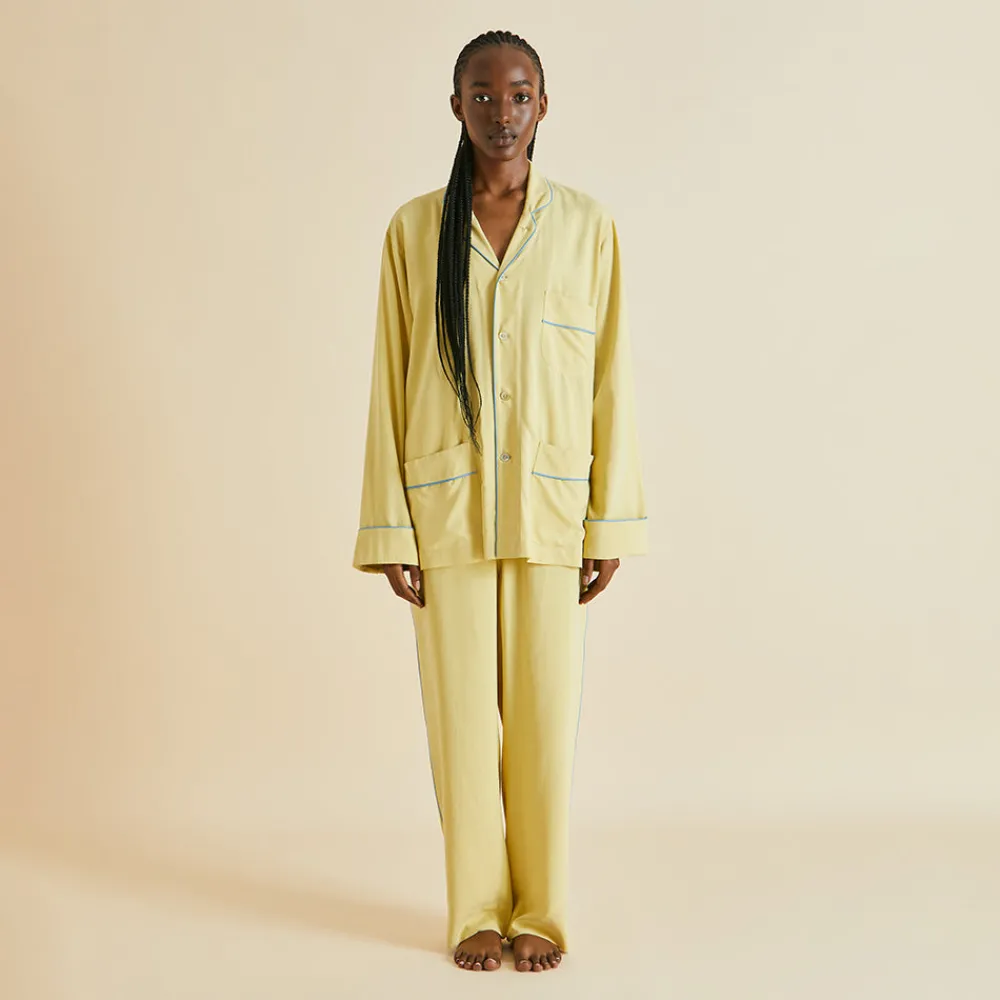 Best Sale Laurent Yellow Pajamasin Sandwashed Silk Pajamas