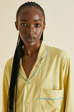 Best Sale Laurent Yellow Pajamasin Sandwashed Silk Pajamas
