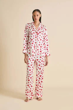 Best Lila Amore Red Heart Pajamasin Silk Satin Pajamas