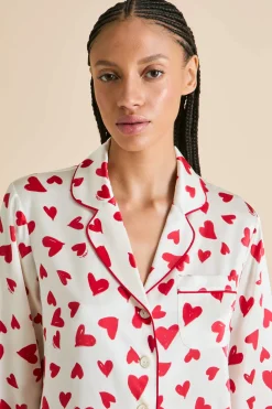 Best Lila Amore Red Heart Pajamasin Silk Satin Pajamas