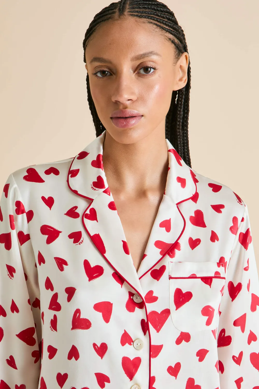 Best Lila Amore Red Heart Pajamasin Silk Satin Pajamas