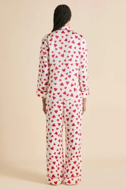 Best Lila Amore Red Heart Pajamasin Silk Satin Pajamas