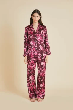 Best Sale Lila Aphrodite Floral Pajamasin Silk Satin Pajamas
