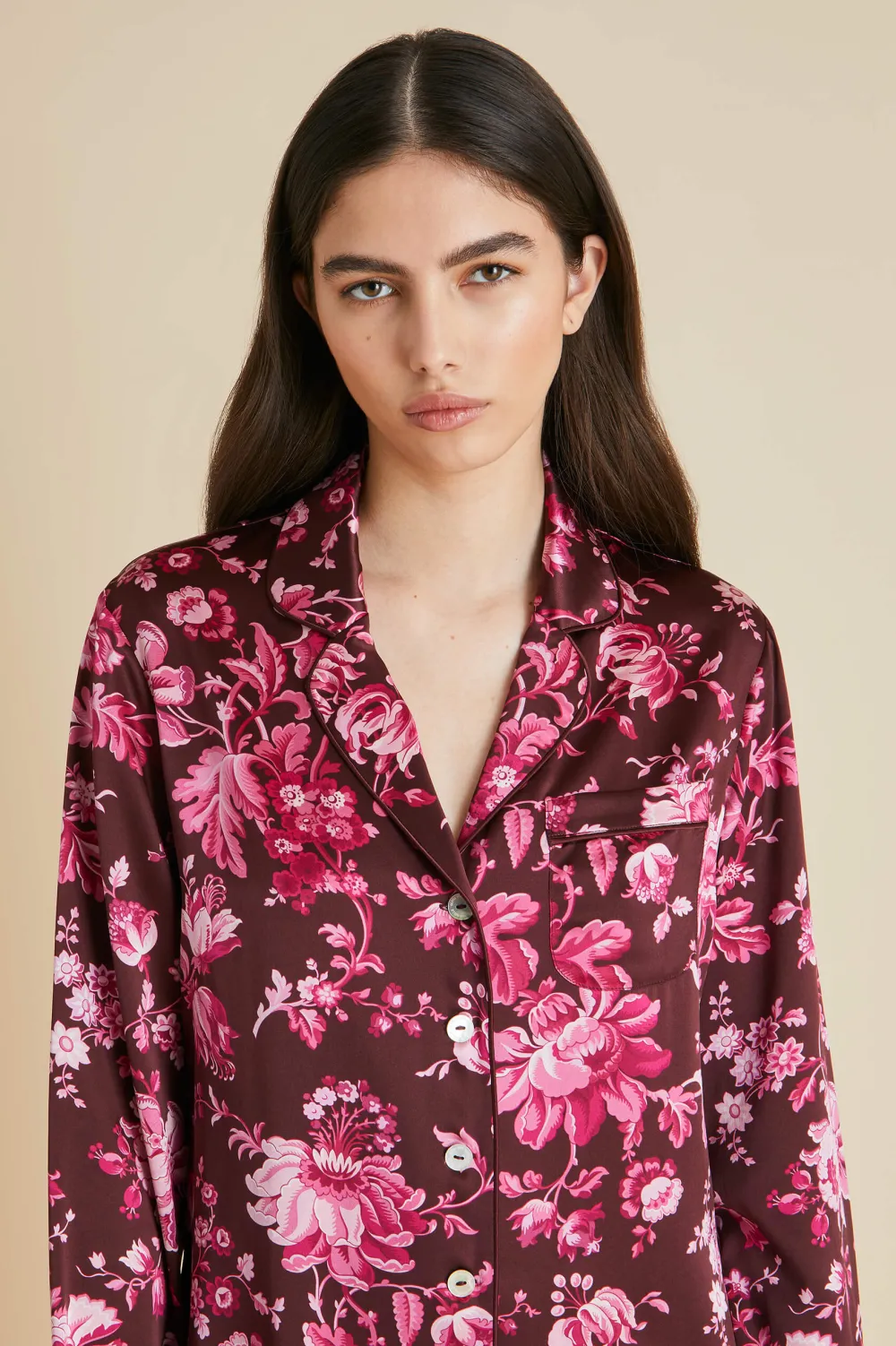 Best Sale Lila Aphrodite Floral Pajamasin Silk Satin Pajamas