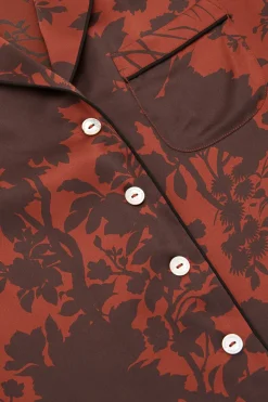 Sale Lila Lalanne Burgundy Floral Pajamasin Silk Satin Pajamas