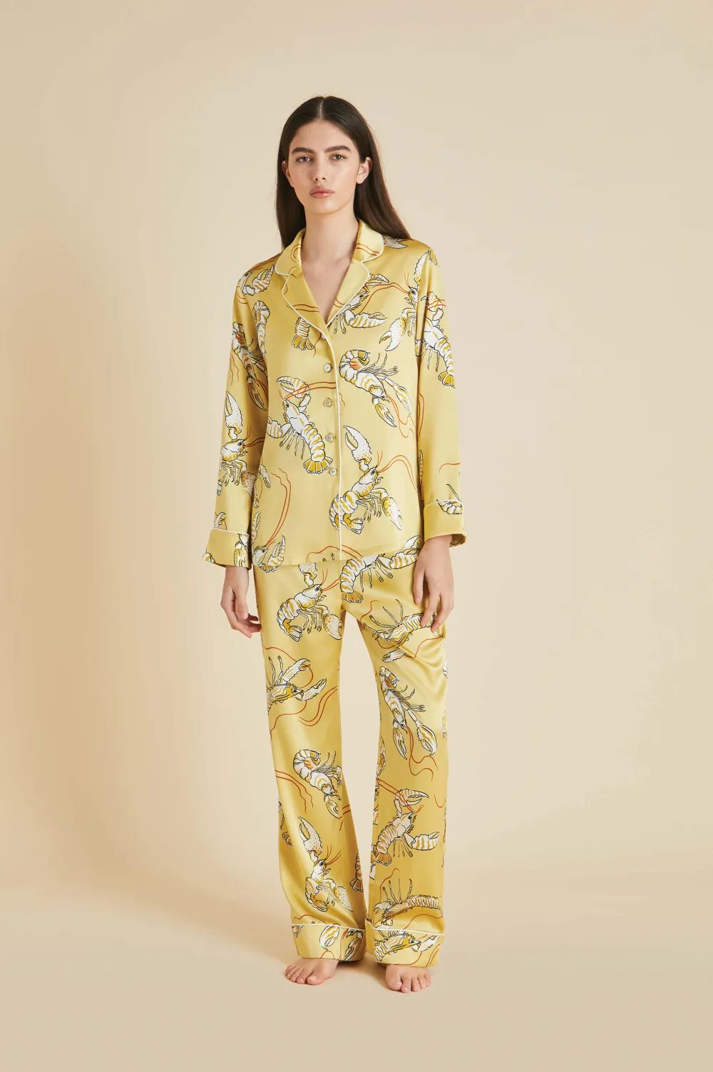 Shop Lila Perseus Lobster Pajamasin Silk Satin Pajamas