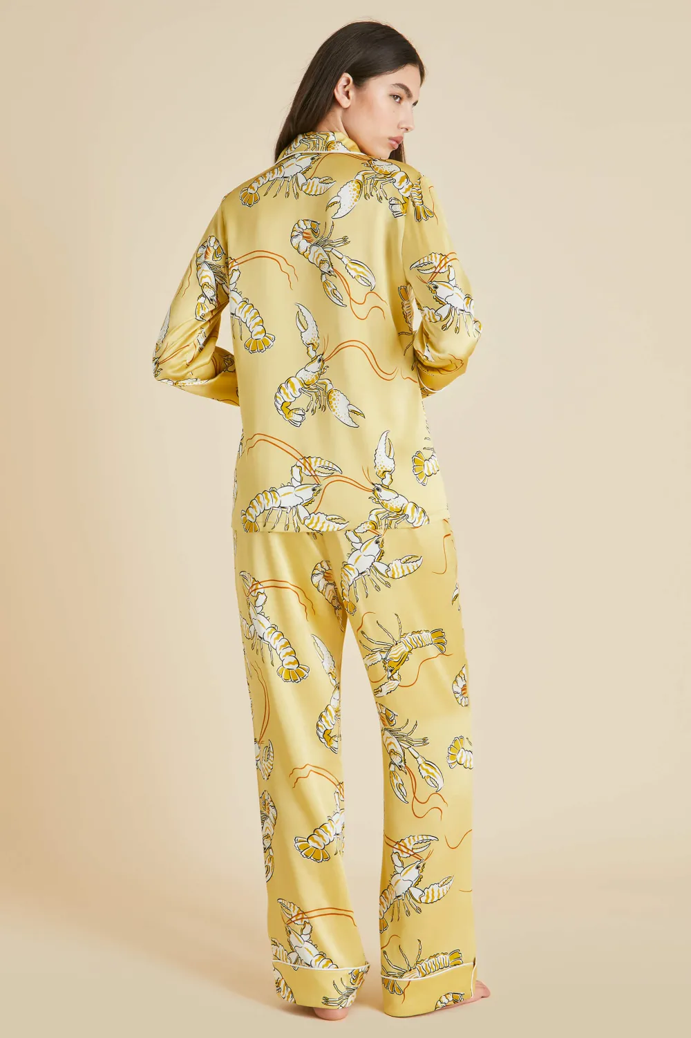 Shop Lila Perseus Lobster Pajamasin Silk Satin Pajamas