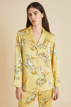 Shop Lila Perseus Lobster Pajamasin Silk Satin Pajamas