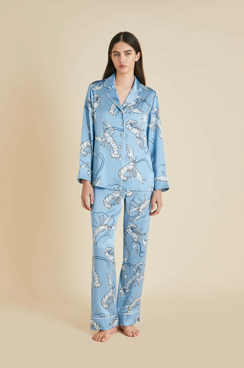 Cheap Lila Poseidon Lobster Pajamasin Silk Satin Pajamas