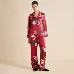 Fashion Lila Tardieu Floral Pajamasin Silk Satin Pajamas