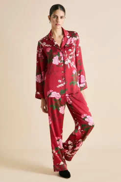 Fashion Lila Tardieu Floral Pajamasin Silk Satin Pajamas