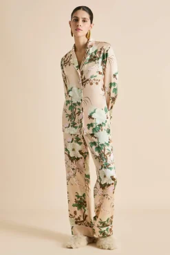 Shop Lila Tirtoff Floral Pajamasin Silk Satin Pajamas