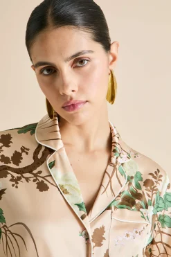 Shop Lila Tirtoff Floral Pajamasin Silk Satin Pajamas