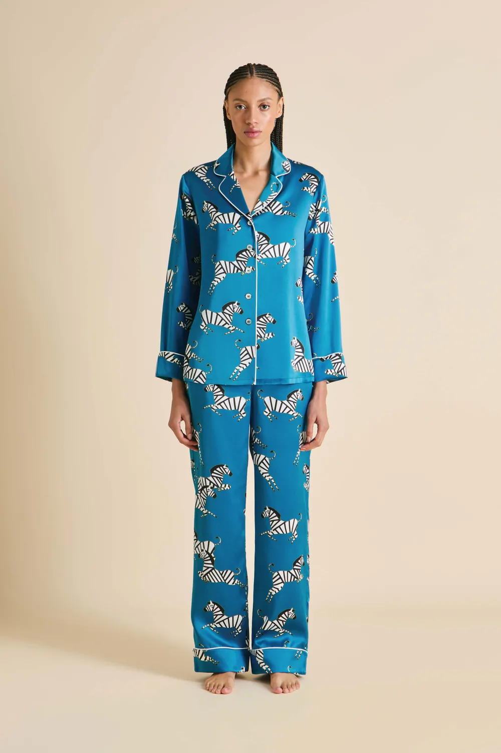 Cheap Lila Zora Zebra Pajamasin Silk Satin Pajamas