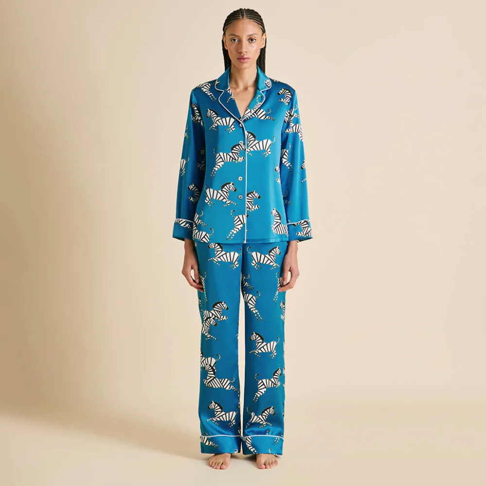Cheap Lila Zora Zebra Pajamasin Silk Satin Pajamas