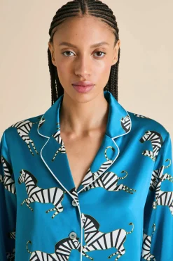 Cheap Lila Zora Zebra Pajamasin Silk Satin Pajamas
