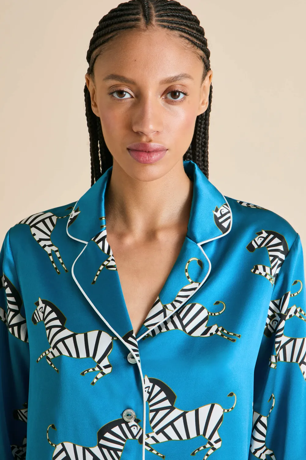 Cheap Lila Zora Zebra Pajamasin Silk Satin Pajamas