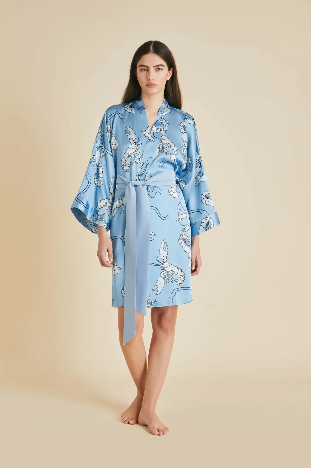 Sale Mimi Poseidon Lobster Robein Silk Satin Robes
