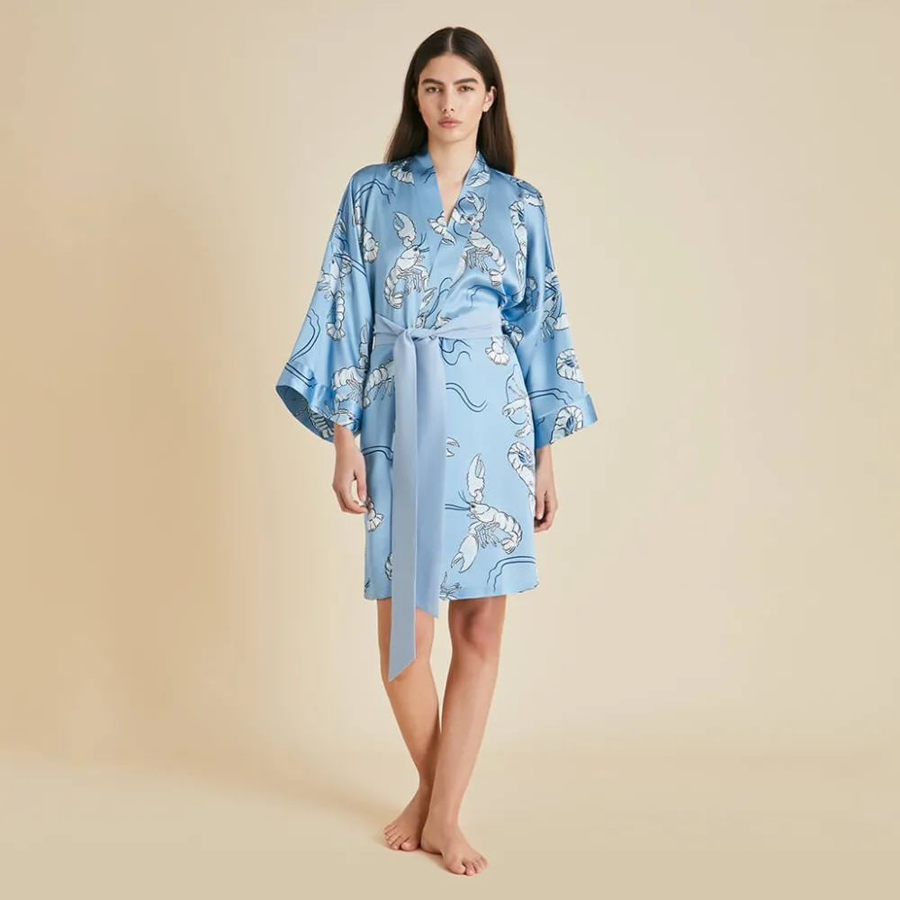 Sale Mimi Poseidon Lobster Robein Silk Satin Robes