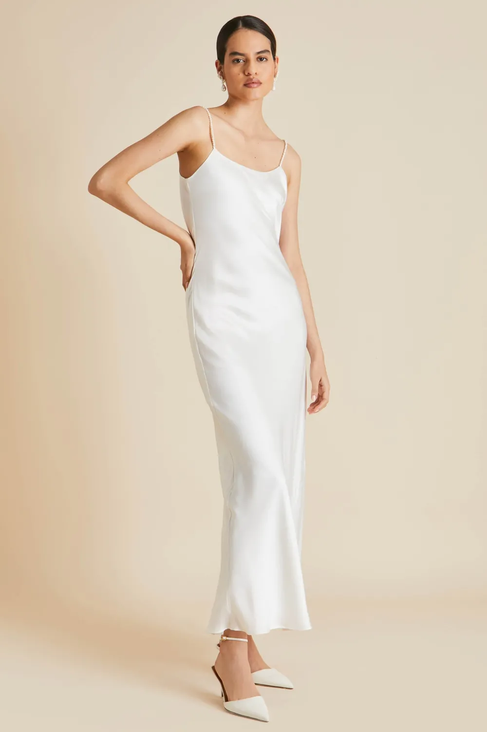 Sale Olympia Pearl Slip Dressin Silk Satin Dresses