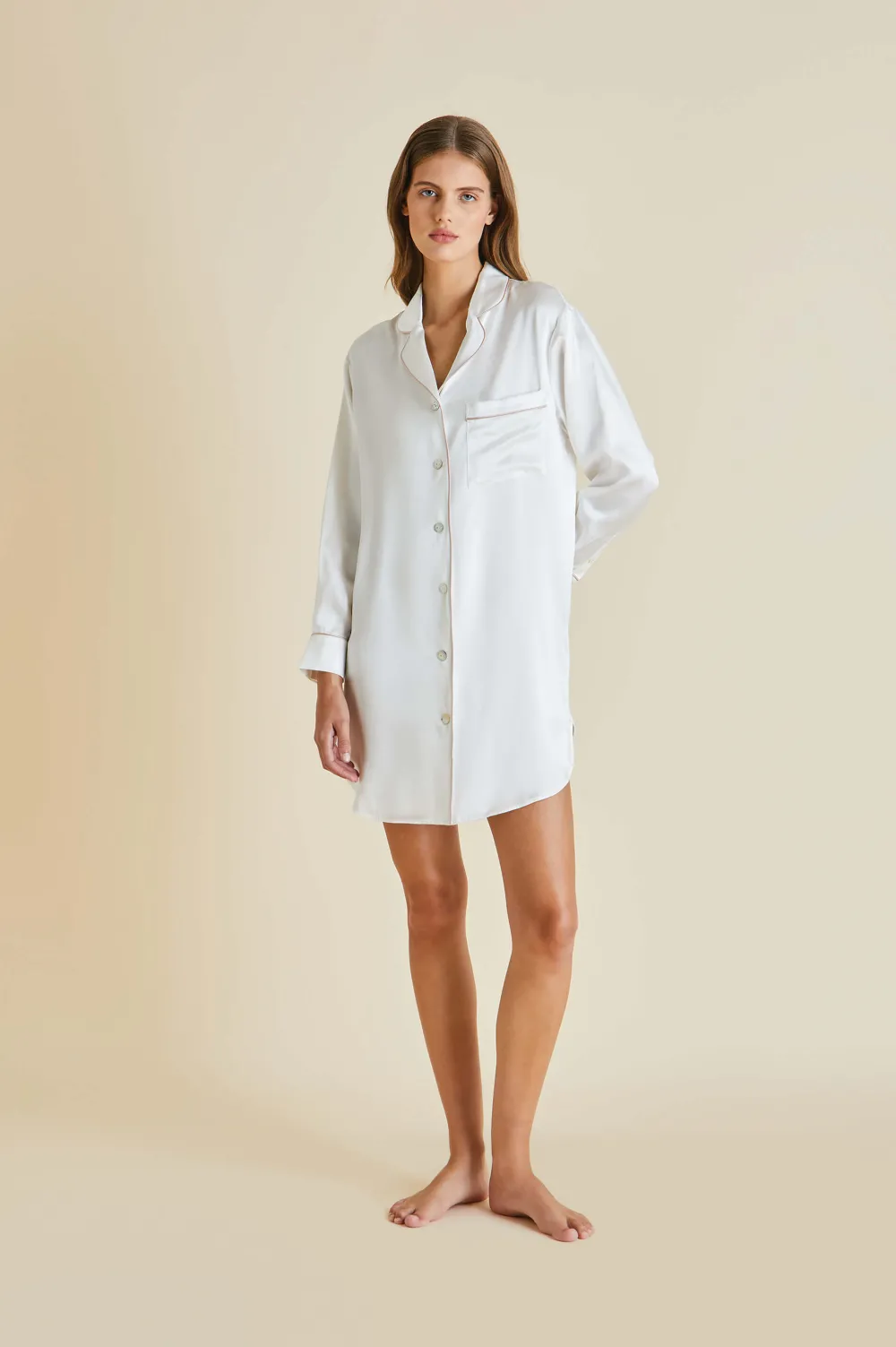 Clearance Poppy Oyster Nightshirtin Silk Satin Nightshirts