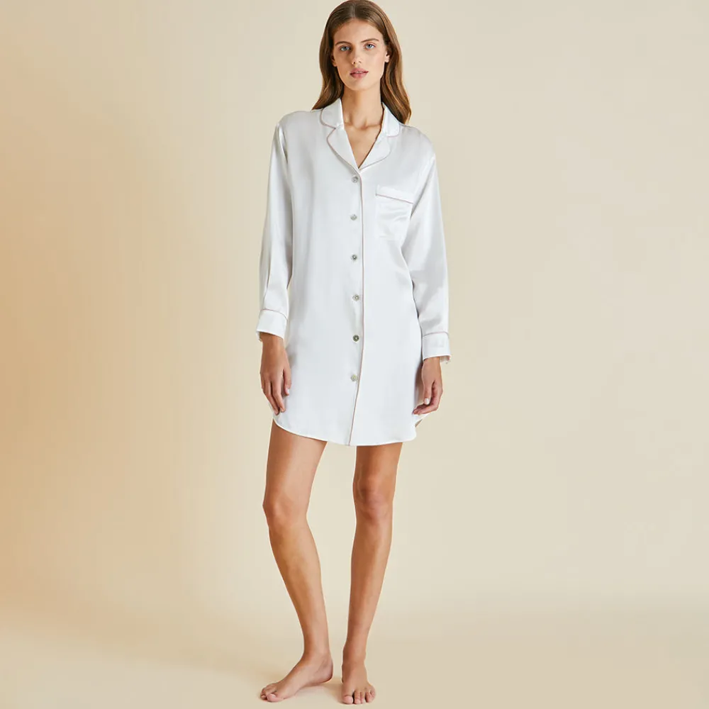 Clearance Poppy Oyster Nightshirtin Silk Satin Nightshirts