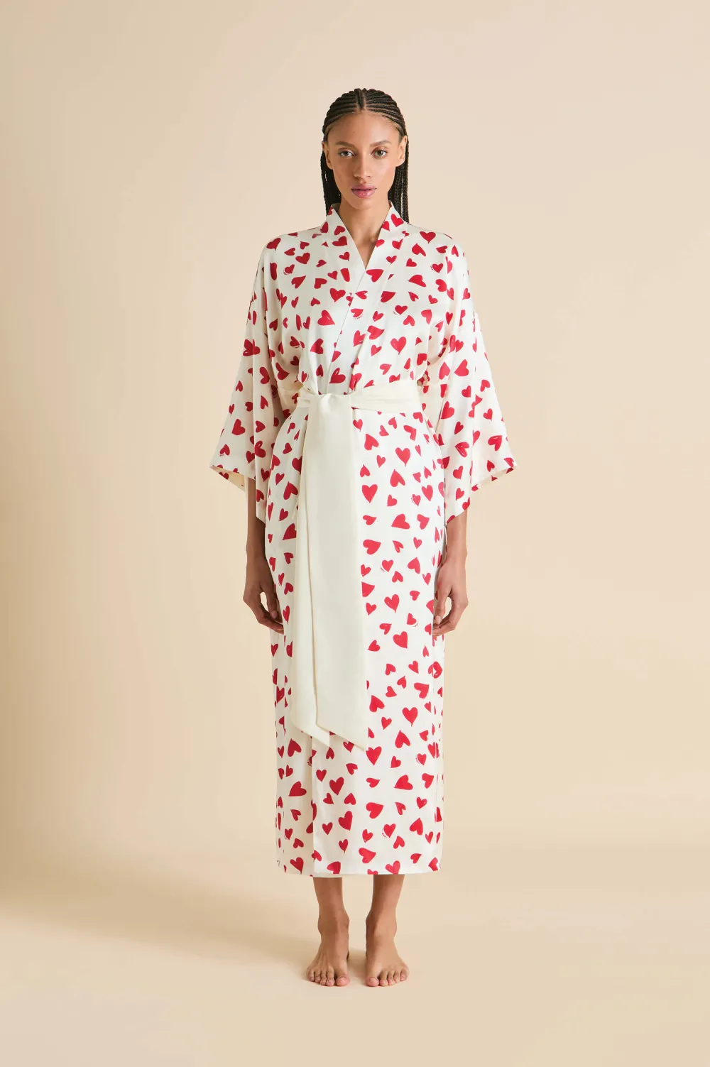 Sale Queenie Amore Red Heart Robein Silk Satin Robes