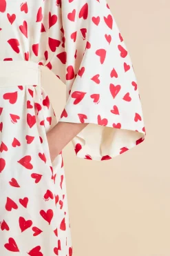 Sale Queenie Amore Red Heart Robein Silk Satin Robes