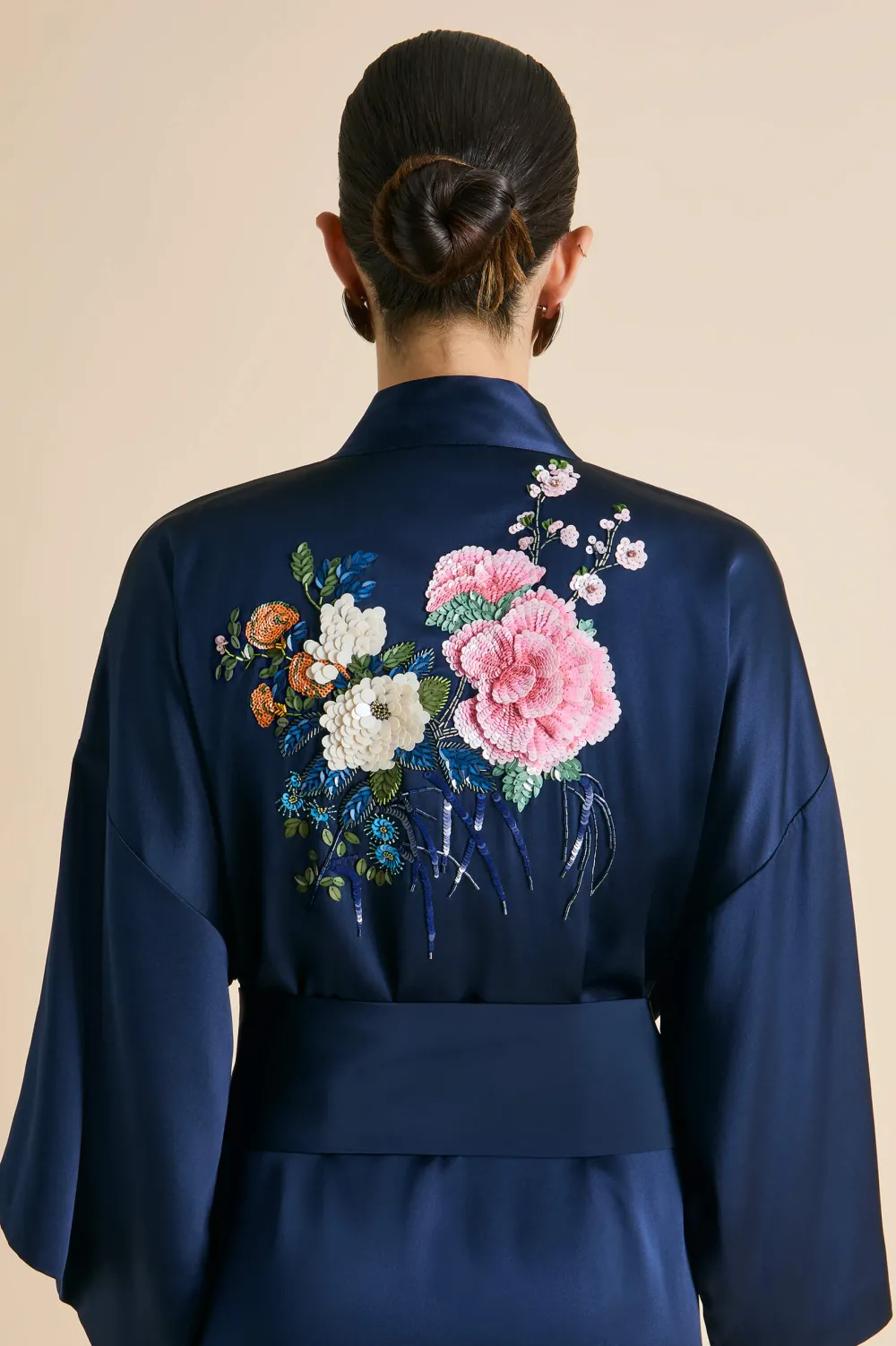 Fashion Queenie Harmonies Embellished Robein Silk Satin Robes