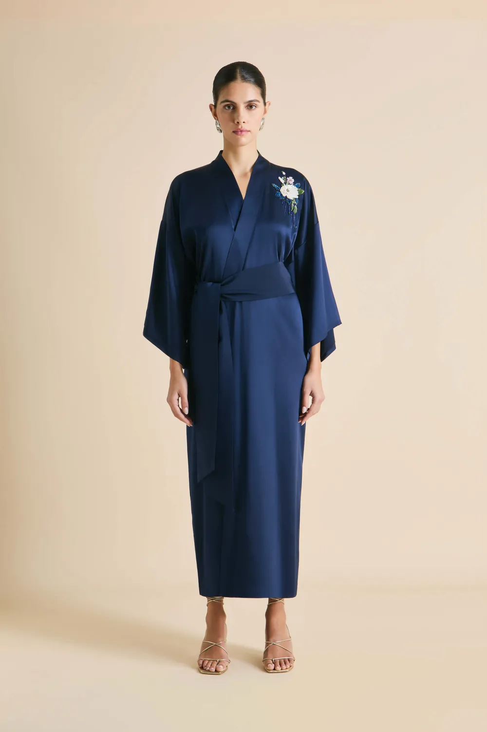 Fashion Queenie Harmonies Embellished Robein Silk Satin Robes