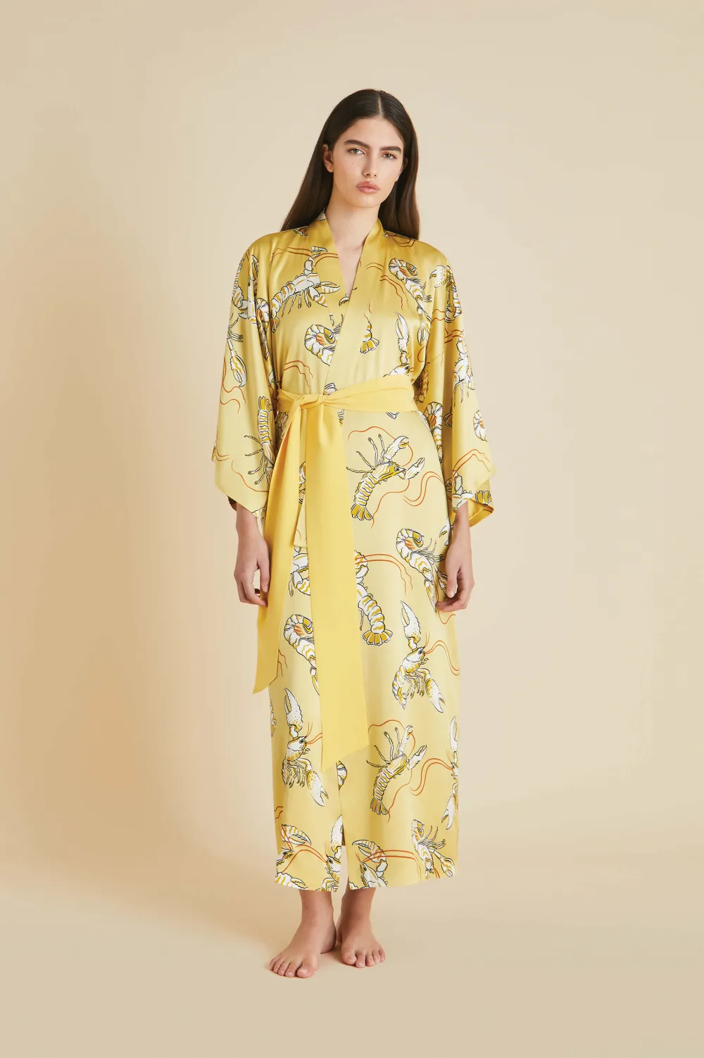 New Queenie Perseus Lobster Robein Silk Satin Robes