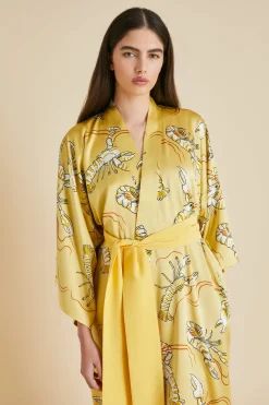 New Queenie Perseus Lobster Robein Silk Satin Robes