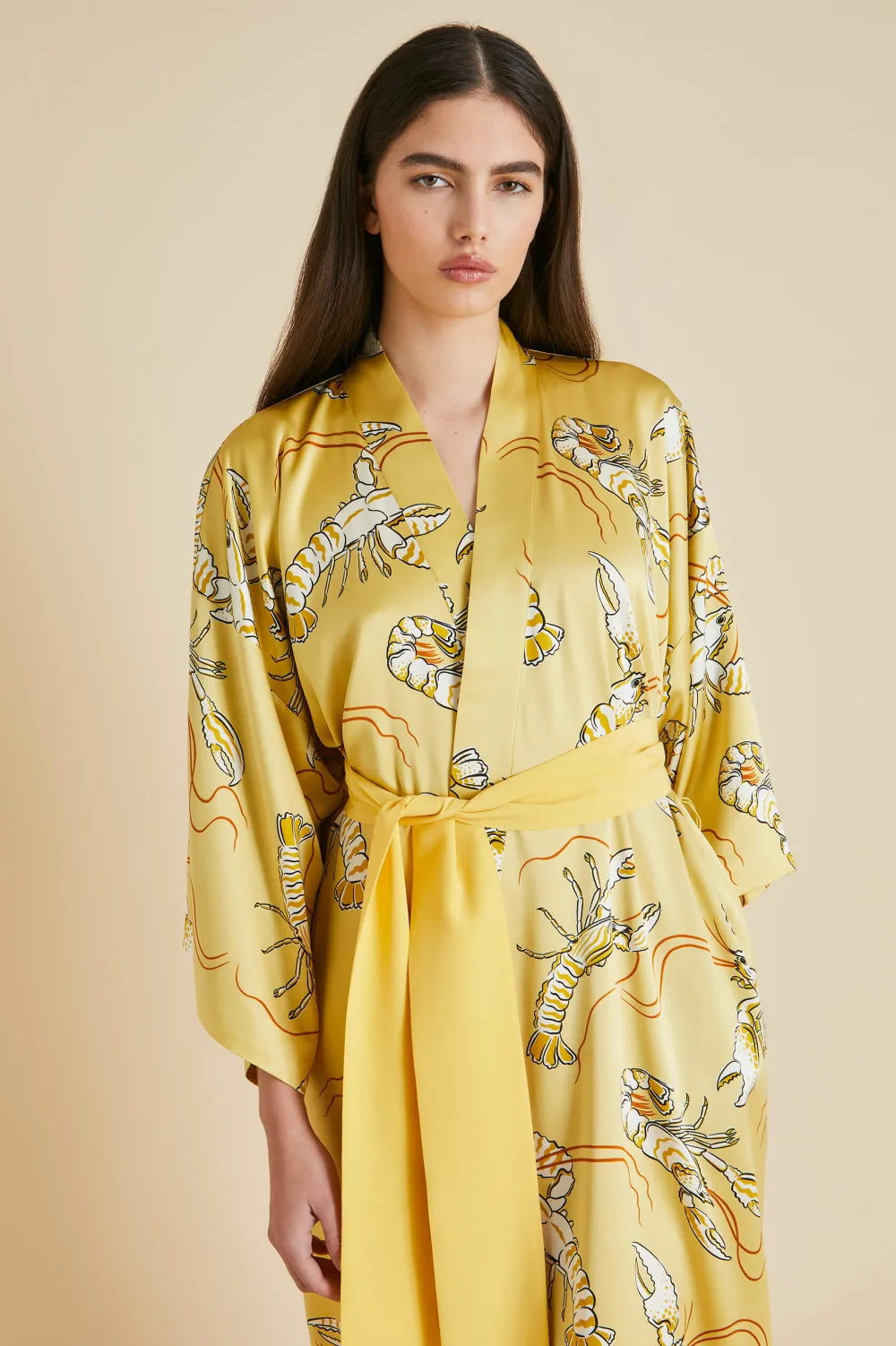 New Queenie Perseus Lobster Robein Silk Satin Robes