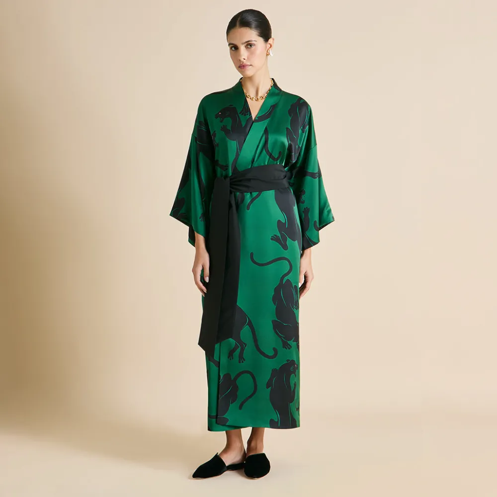 Best Sale Queenie Poiret Panther Robein Silk Satin Robes