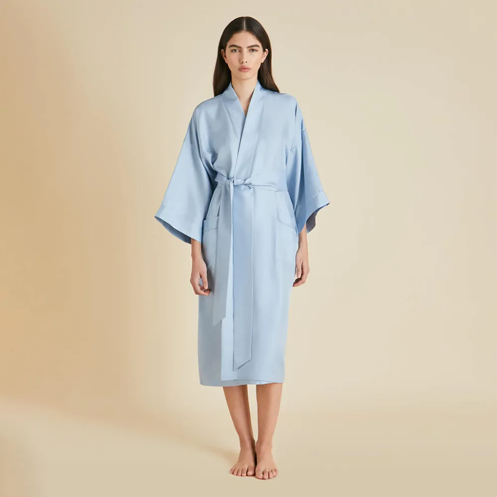 Clearance Sabine Powder Blue Robein Silk Twill Robes