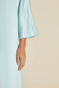 Fashion Vreeland Incantation Blue Embellished Dressin Sandwashed Silk Dresses
