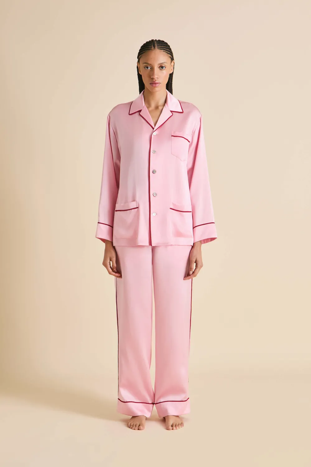 Cheap Yves Blush Pajamasin Silk Satin Pajamas