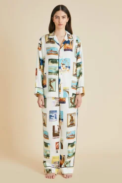 Hot Yves Cadmus Postcard Pajamasin Silk Twill Pajamas