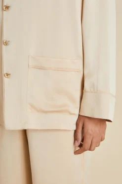Flash Sale Yves Celestine Caramel Embellished Pajamasin Sandwashed Silk Pajamas
