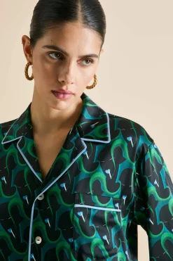 Clearance Yves Colette Figure Pajamasin Silk Satin Pajamas