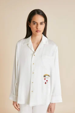 Best Yves Desire pajamasin Silk with Ruby and Diamond Buttons by Jessica McCormack Pajamas