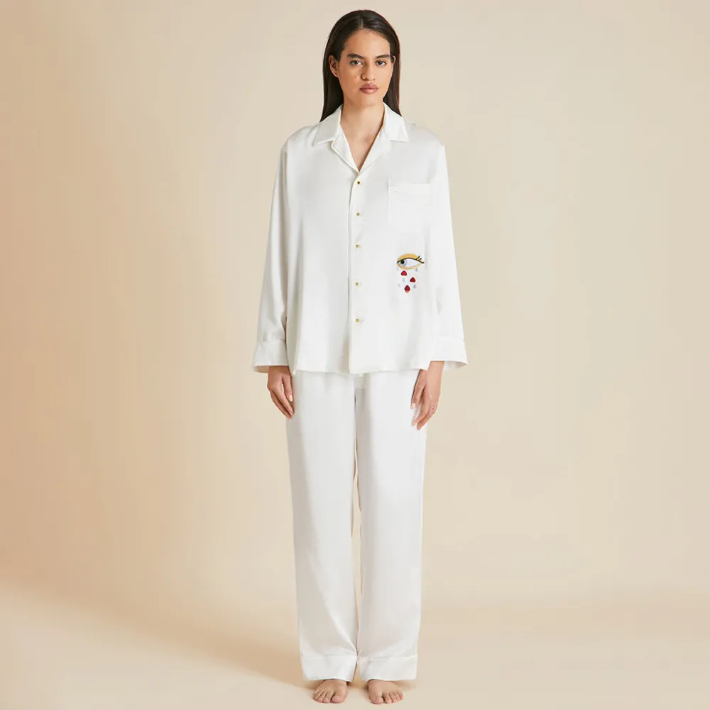 Best Yves Desire pajamasin Silk with Ruby and Diamond Buttons by Jessica McCormack Pajamas