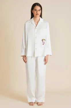 Best Yves Desire pajamasin Silk with Ruby and Diamond Buttons by Jessica McCormack Pajamas