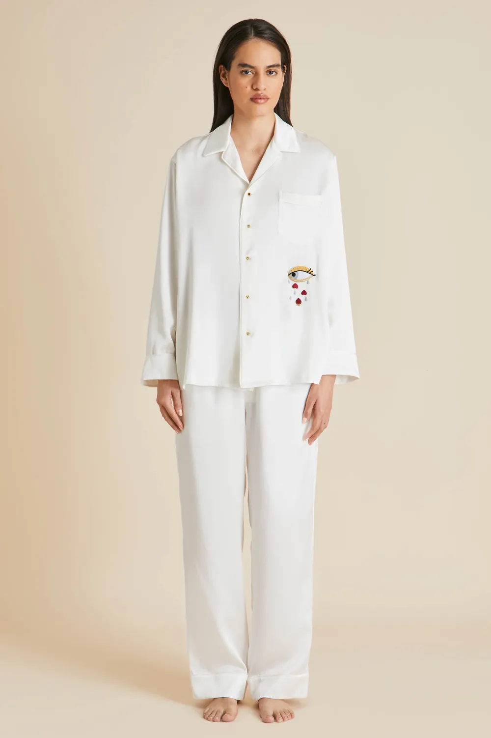 Best Yves Desire pajamasin Silk with Ruby and Diamond Buttons by Jessica McCormack Pajamas
