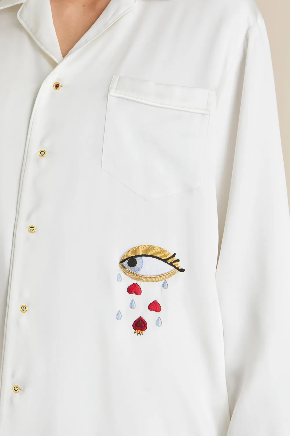Best Yves Desire pajamasin Silk with Ruby and Diamond Buttons by Jessica McCormack Pajamas