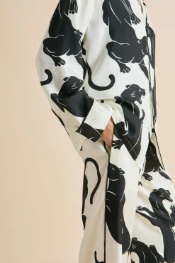 Shop Yves Romain Panther Pajamasin Silk Twill Pajamas